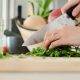 chopping cilantro