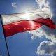 Flag of Poland with the sky as a background