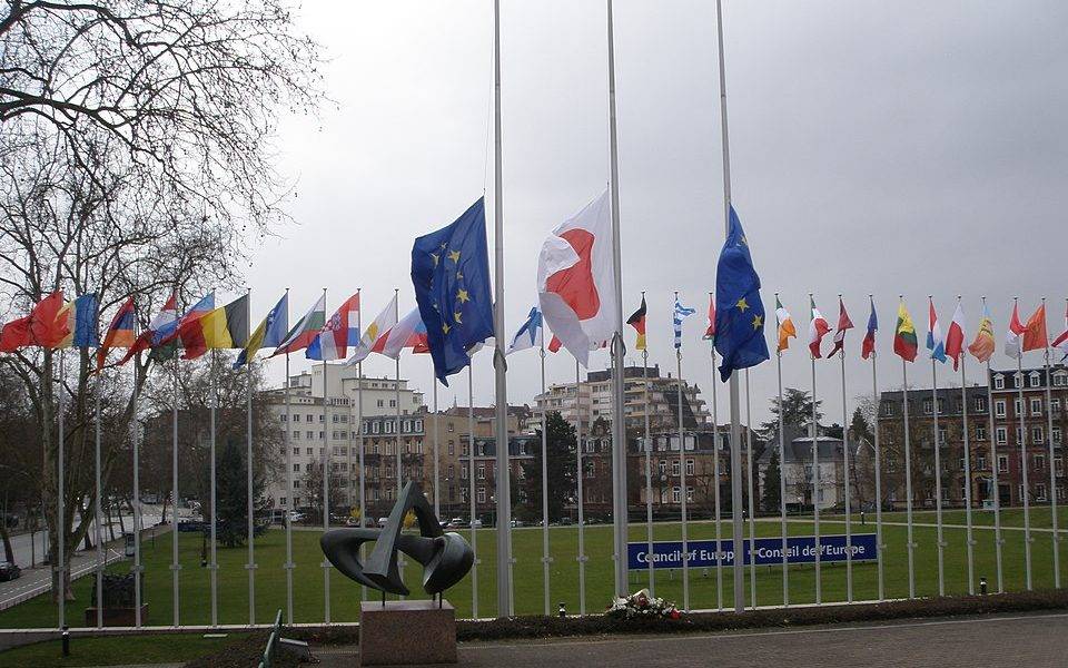 flags in front of council of europe