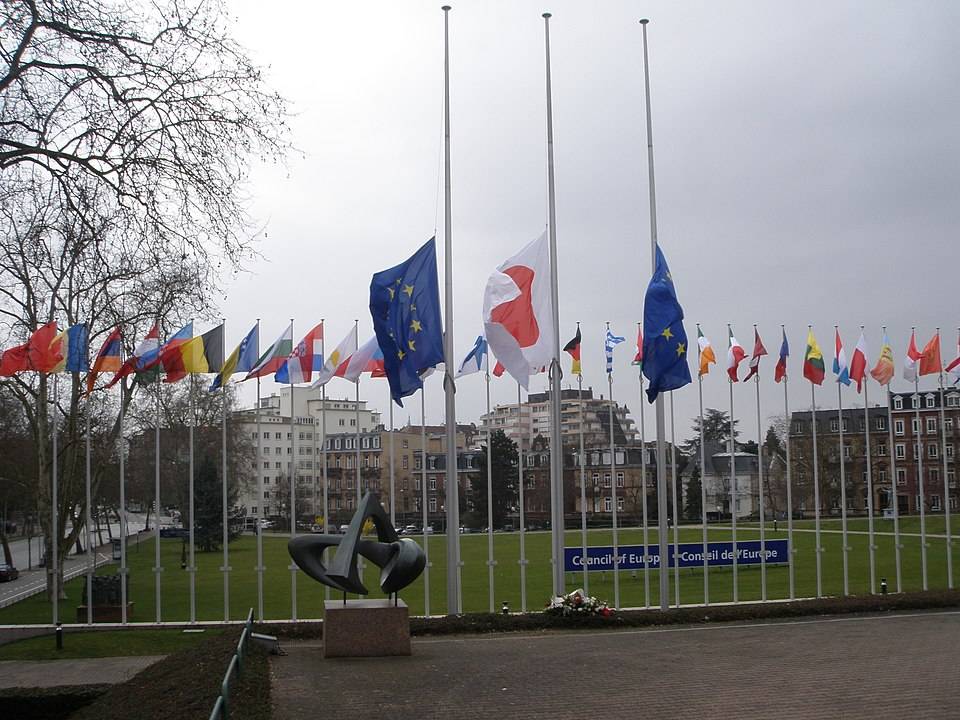 flags in front of council of europe
