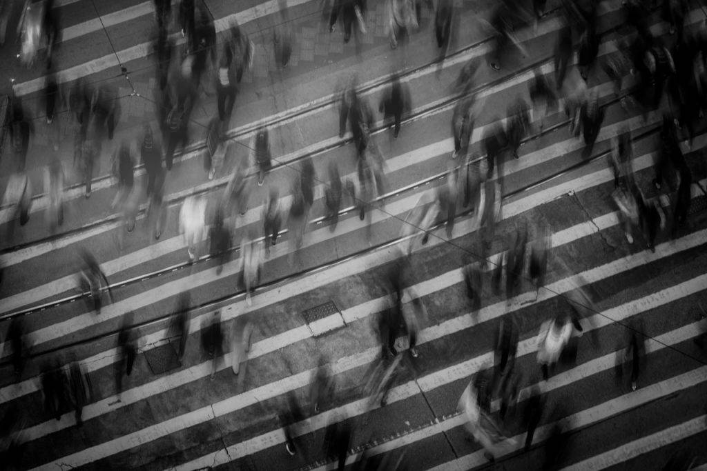 people crossing road