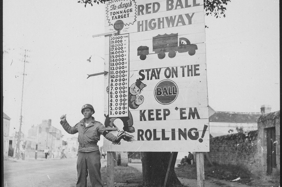 red ball highway sign