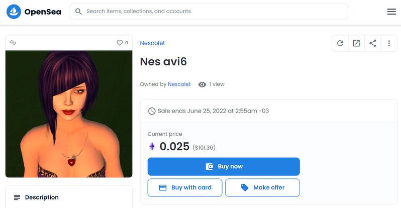 screenshot of opensea