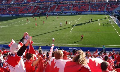 soccer game with canadian supporters