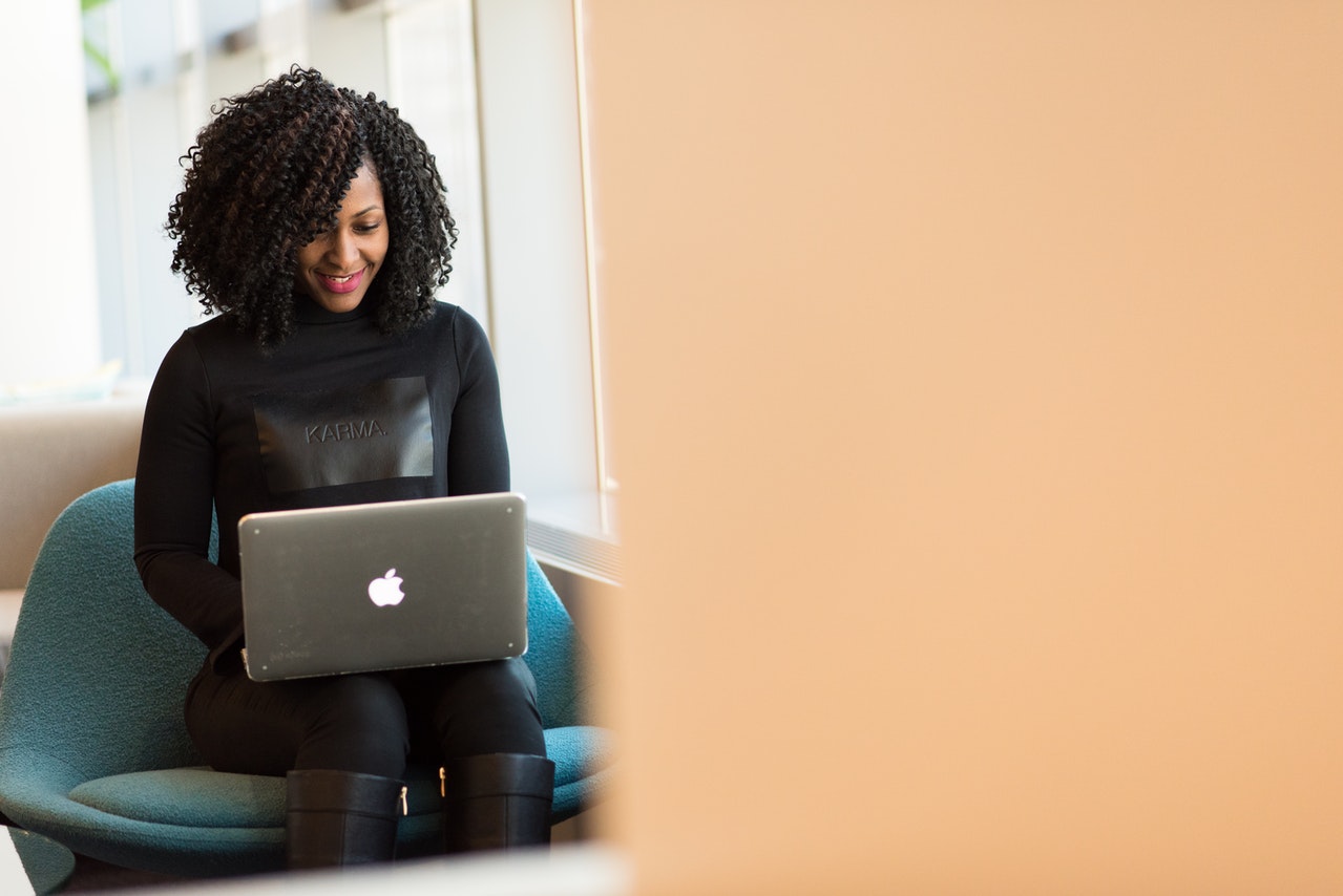 woman using laptop