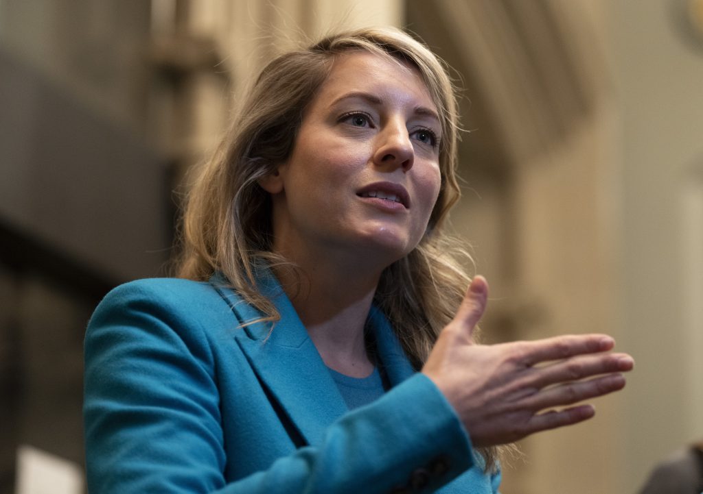 Foreign Affairs Minister Melanie Joly speaks with the media