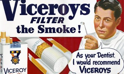 1950s ad art of a dentist recommending Viceroys cigarette