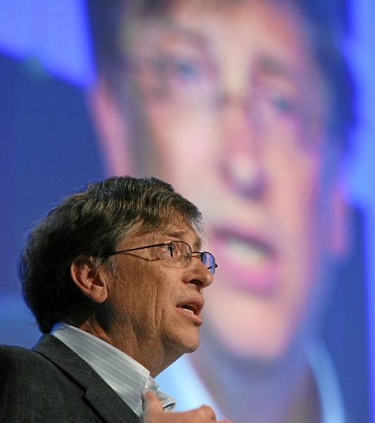 Bill Gates delivering a speech