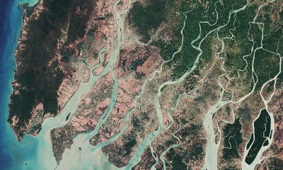 Satellite image of the Irrawaddy River delta in Myanmar