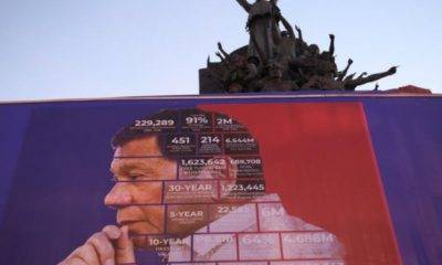 President Rodrigo Duterte’s photo as background in EDSA