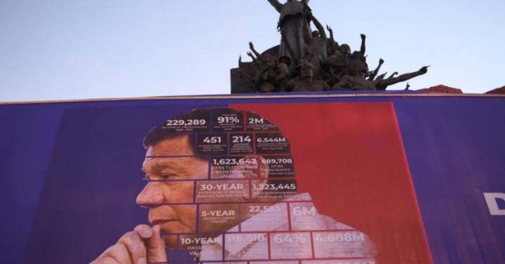 President Rodrigo Duterte’s photo as background in EDSA