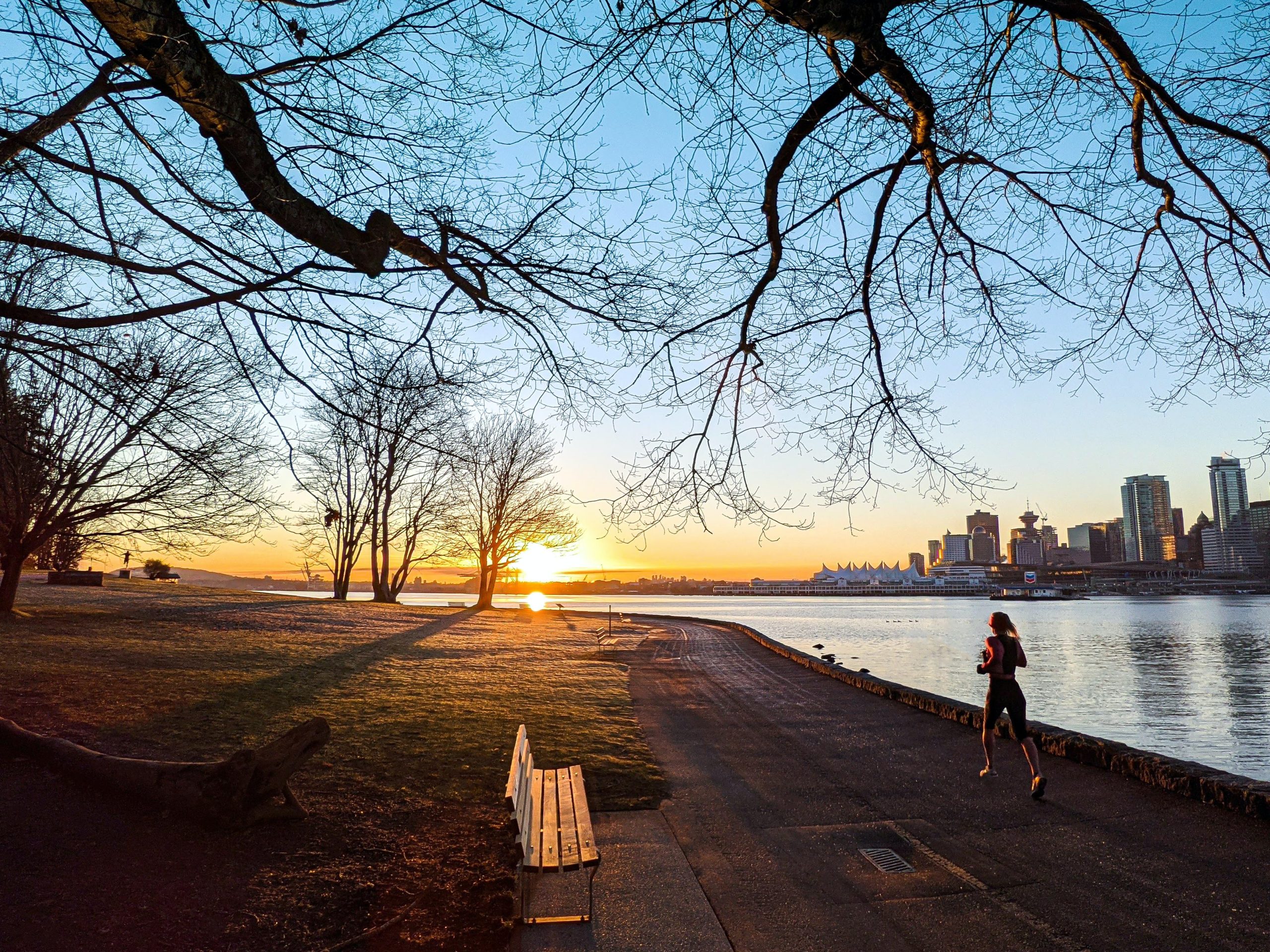 Woman jogging at Stanley Park in Vancouver