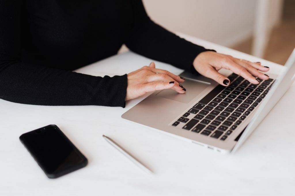 Woman using laptop