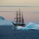 brown ship in antartica