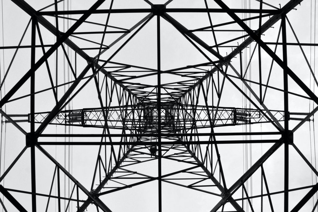 Worm's eye view of a steel tower