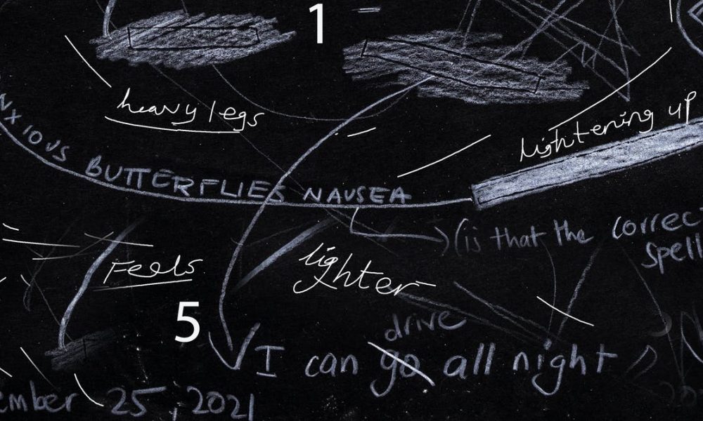 Chalk scribbles on board