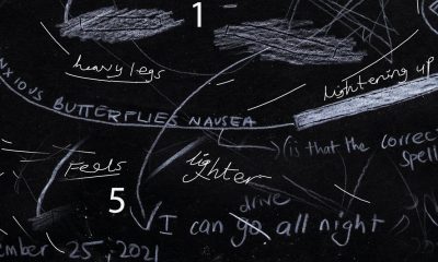 Chalk scribbles on board