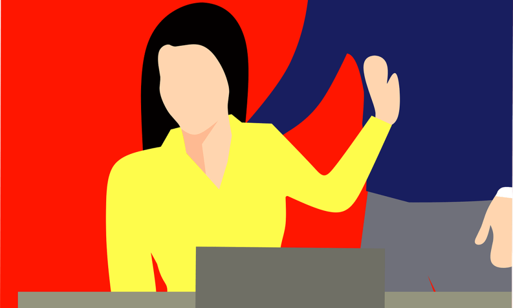 graphic image of woman stopping a man