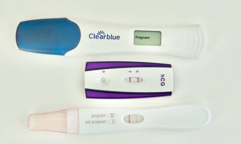 Pregnancy test showing positive