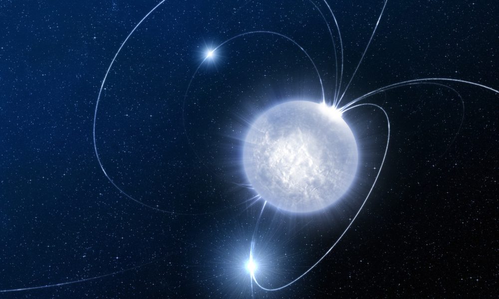 Illustration of a neutron star in space