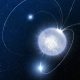 Illustration of a neutron star in space