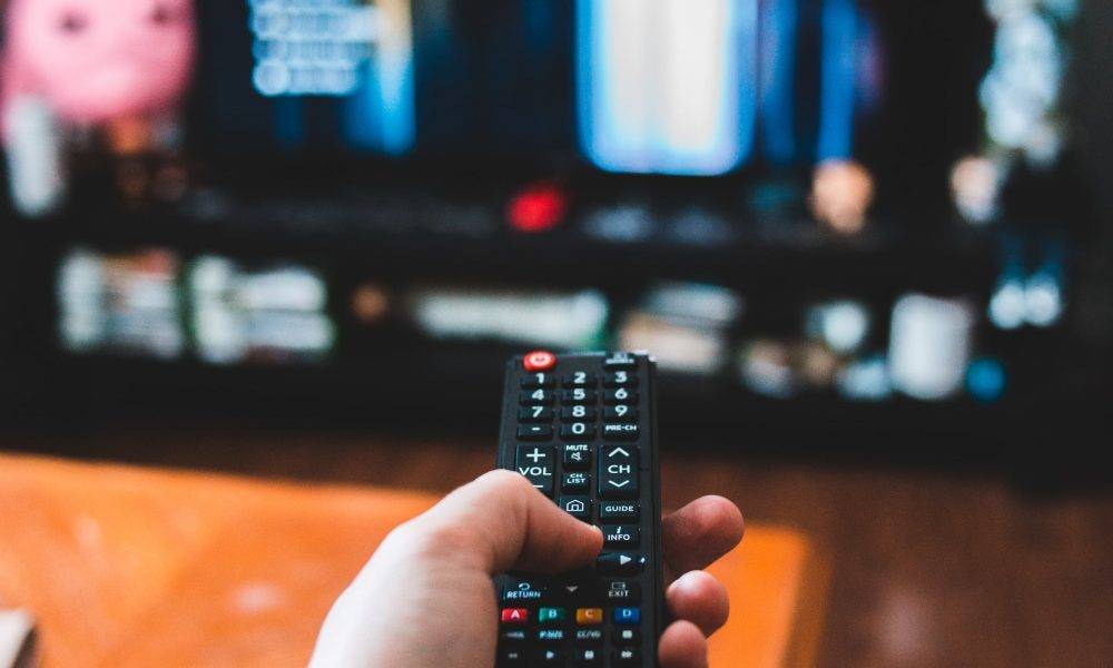 remote pointing to a tv