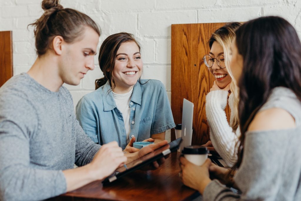 students talking