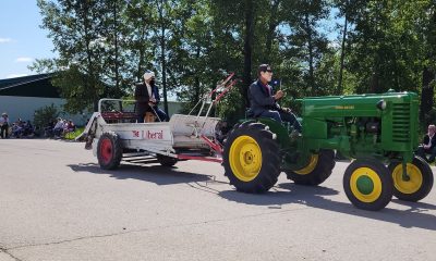two tractors being operated
