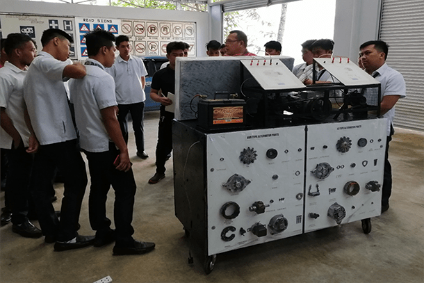 Men surrounding a box invention