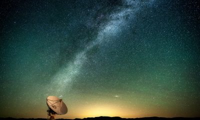 Milky Way over a radio telescope