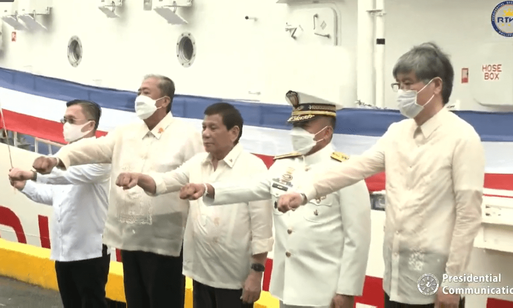 President Duterte at the commissioning of BRP Melchora Aquino