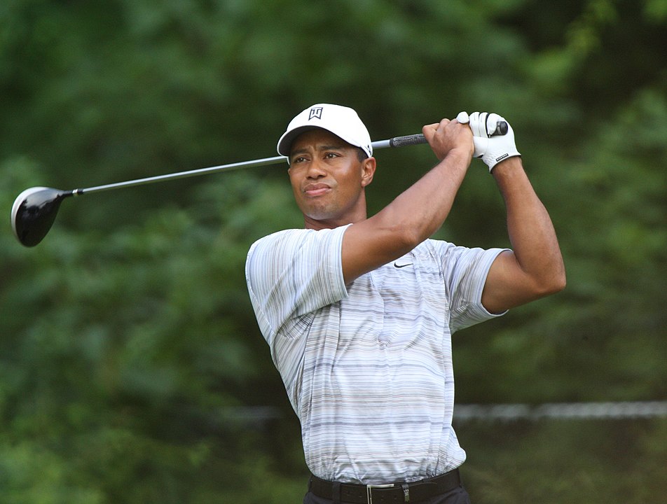 Tiger Woods swinging his golf club