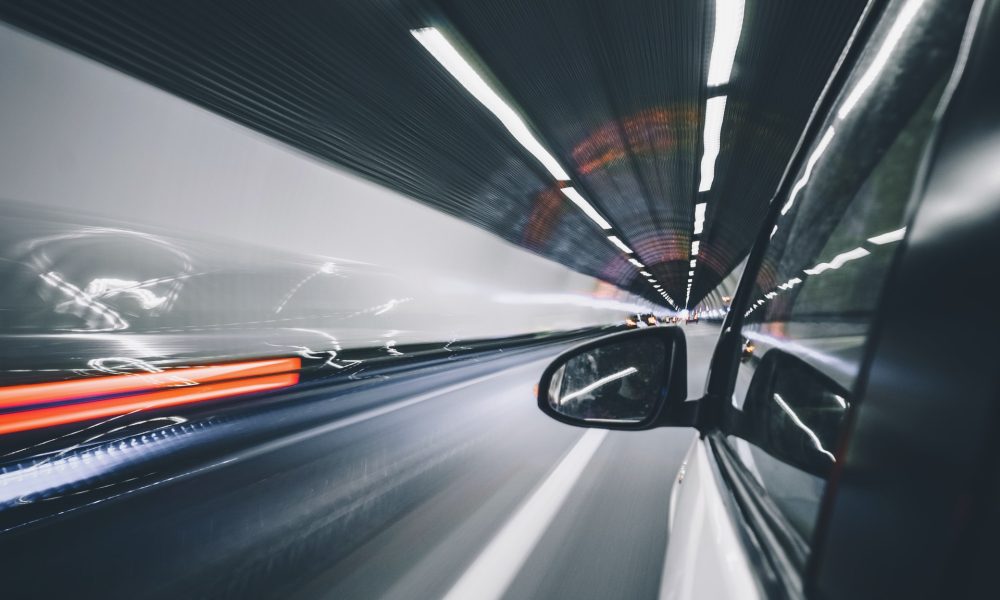 side of a moving car