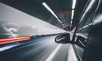 side of a moving car