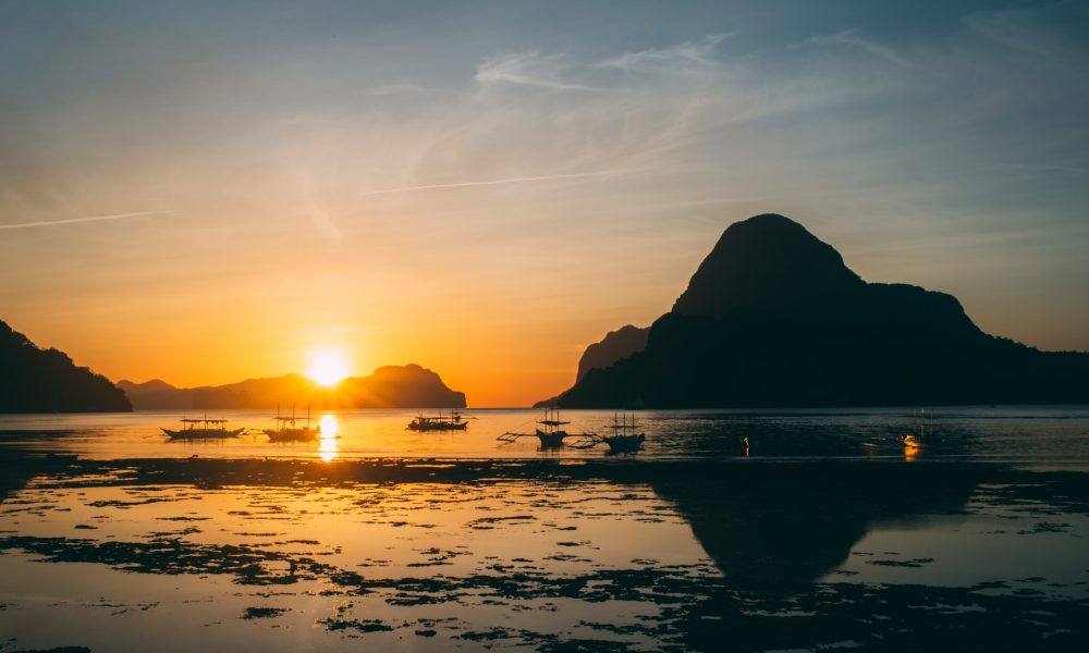 Seashore with sunset