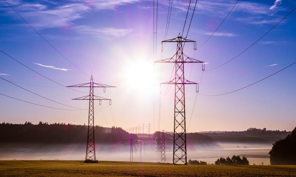 electric cablles connected on towers