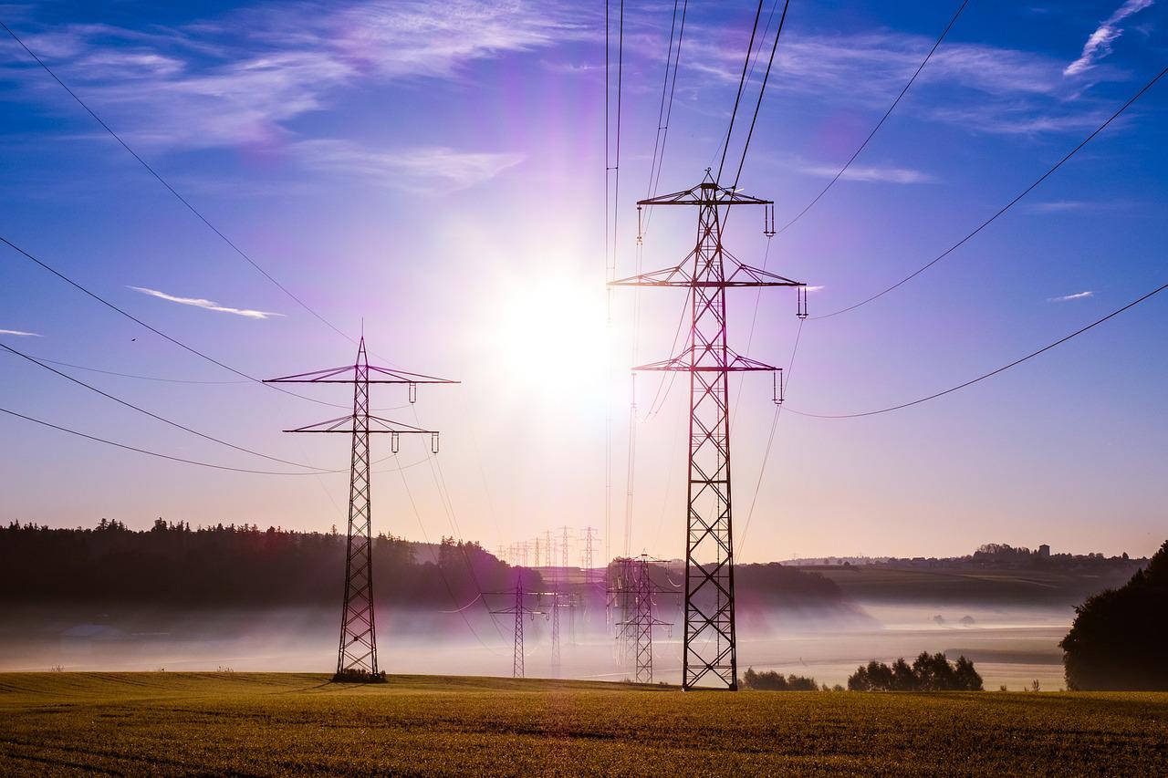 electric cablles connected on towers