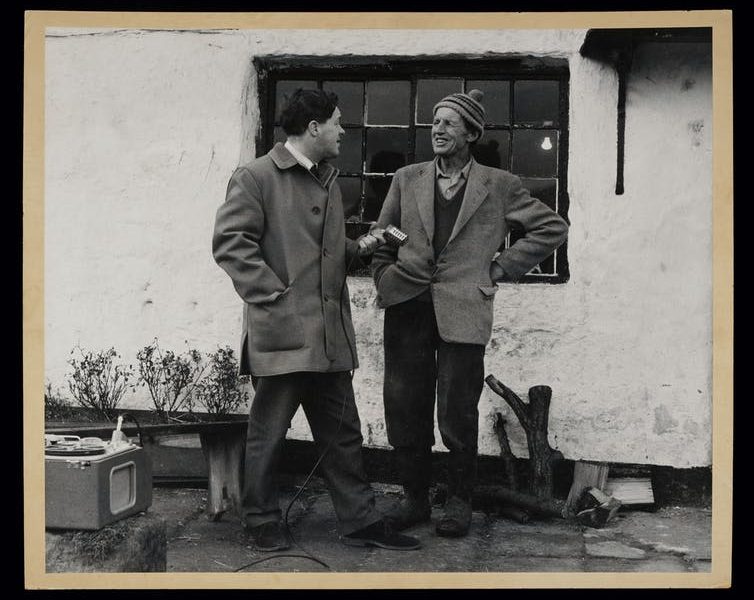 Black and white photo of two men
