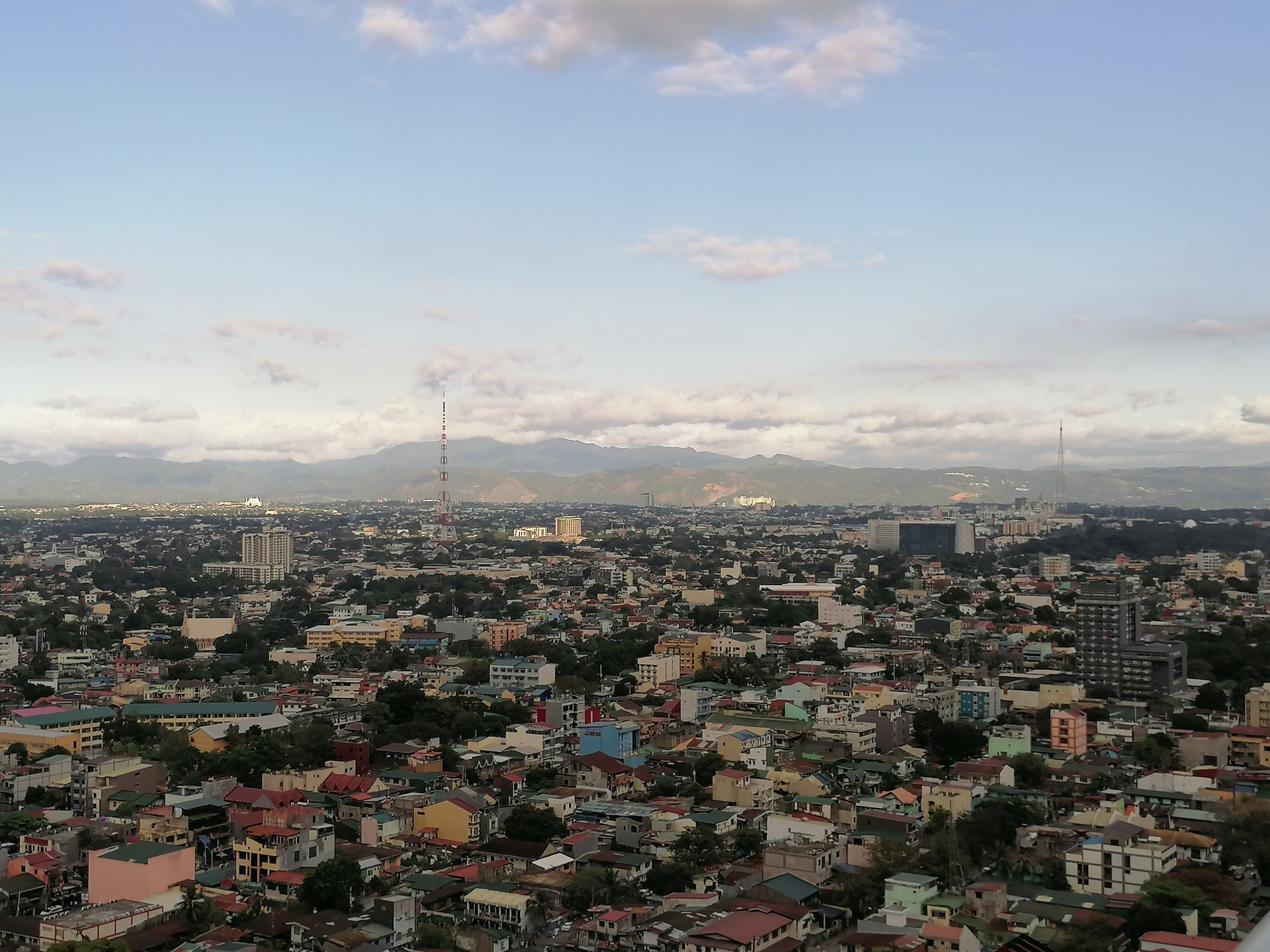 Aerial view of Quezon City buildings