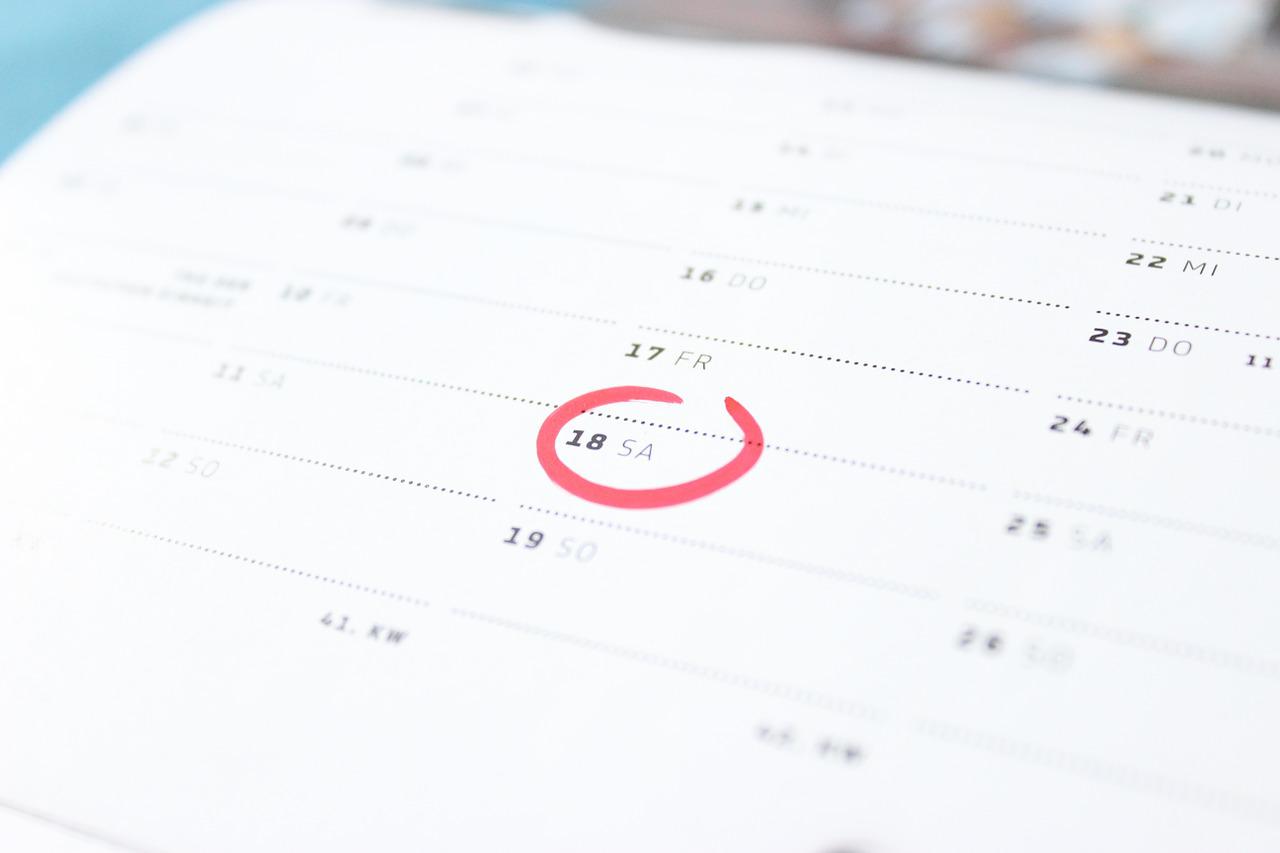 calendar with a red mark