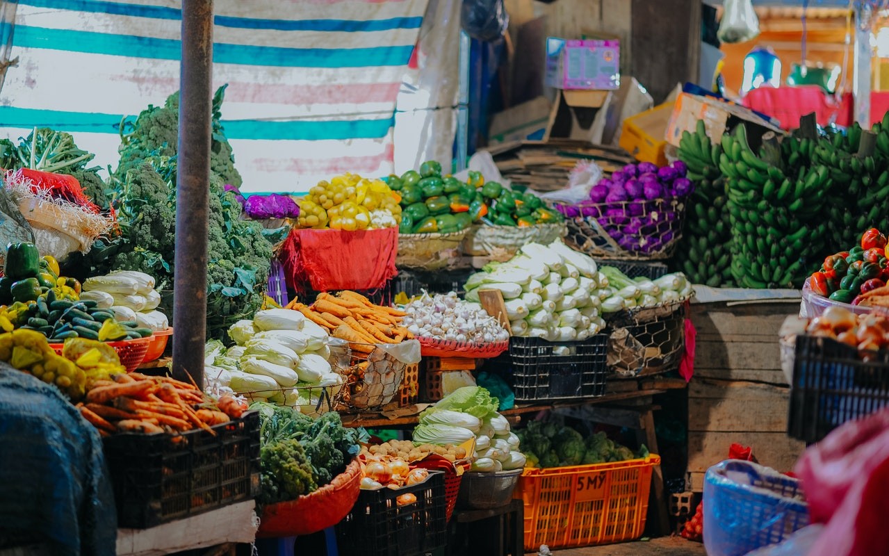 vegetables displayed on market