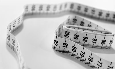 A tape measure on a white surface