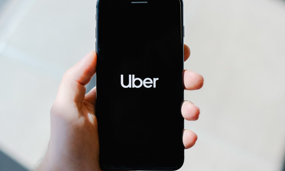 Uber logo on screen phone