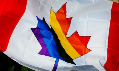 Rainbow colors on Canada flag