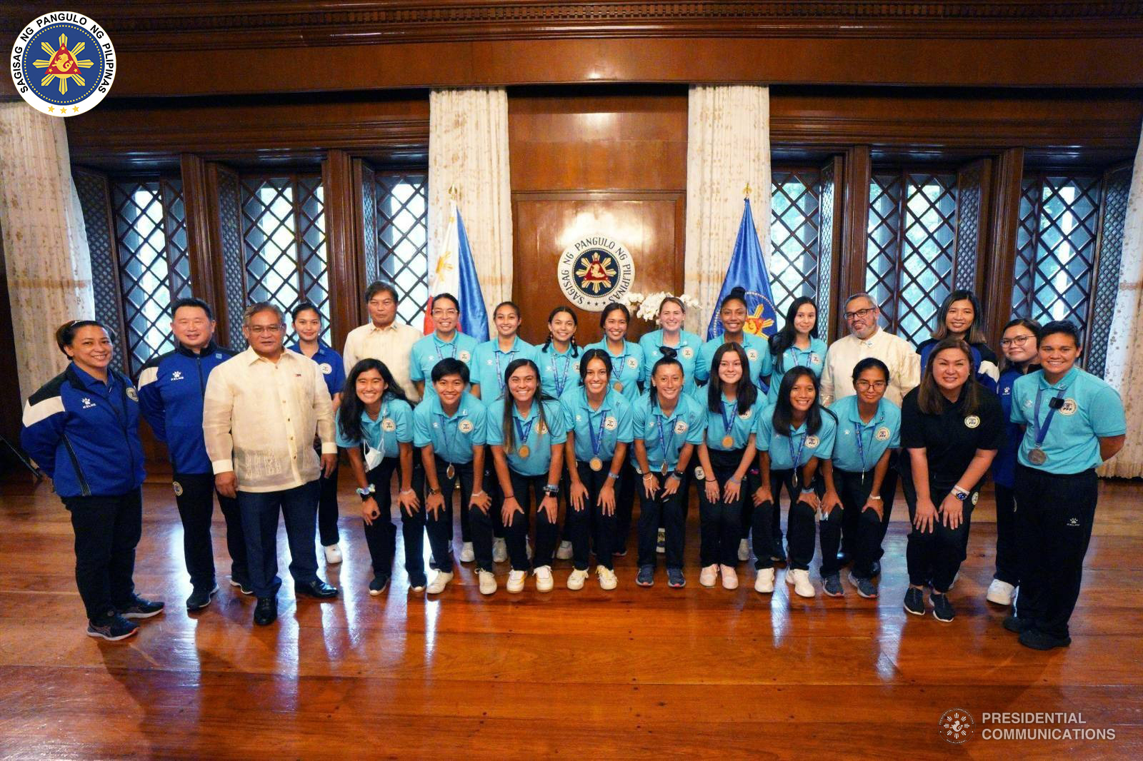 President Ferdinand Marcos Jr. receives the members of the Filipinas, the country’s Women’s National Football Team, in a courtesy call in Malacañan Palace