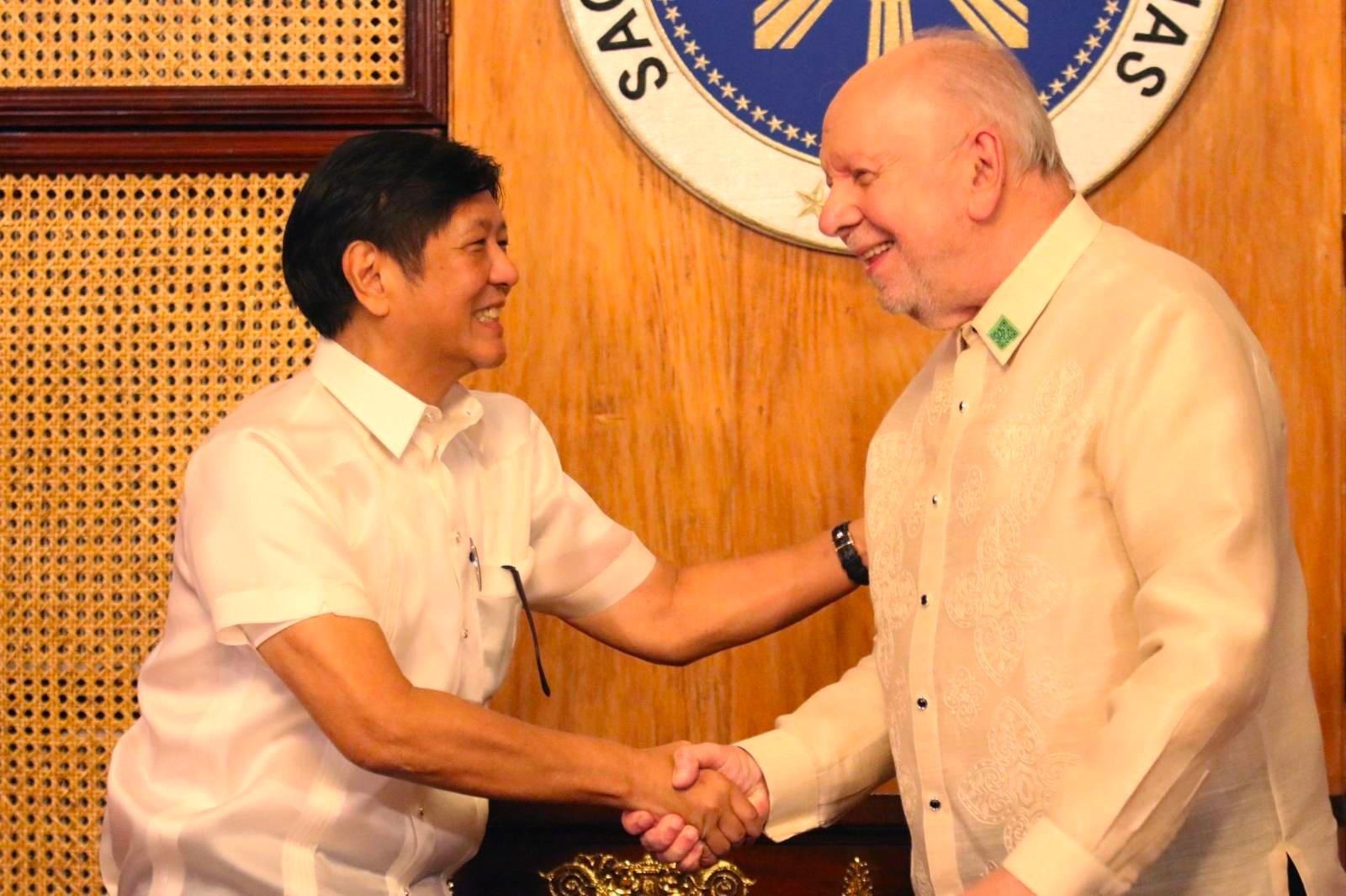 PBBM shakes G. Phillipe Lhuillier's hand