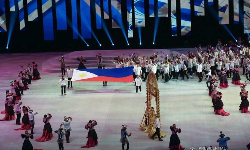 Filipino athletes during the opening ceremony of the 30th SEA Games