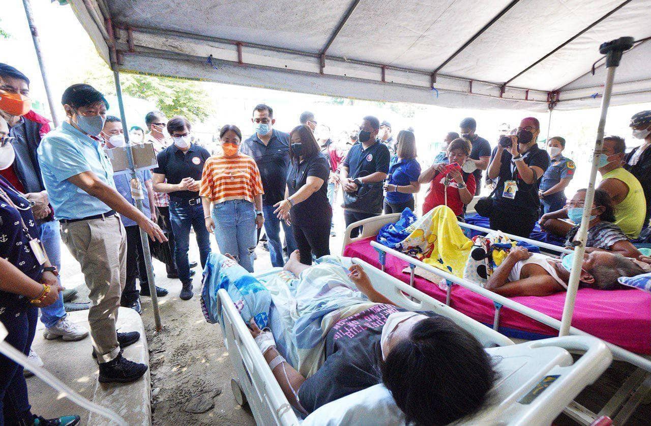 PBBM checks the condition of injured victims in a makeshift hospital in Abra