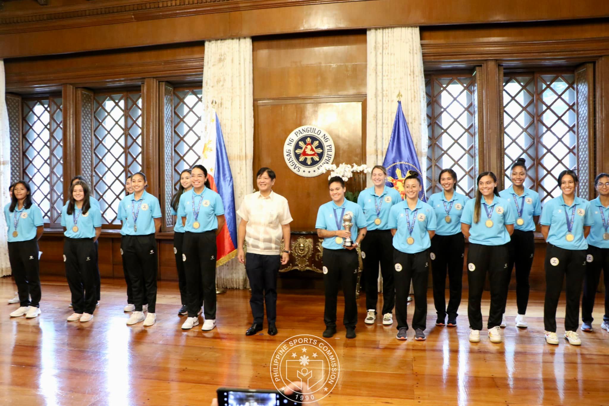 President Ferdinand Bongbong Marcos Jr. welcomes Philippine Women's National Football Team