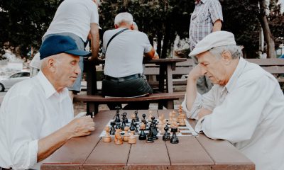Two old men playing chess